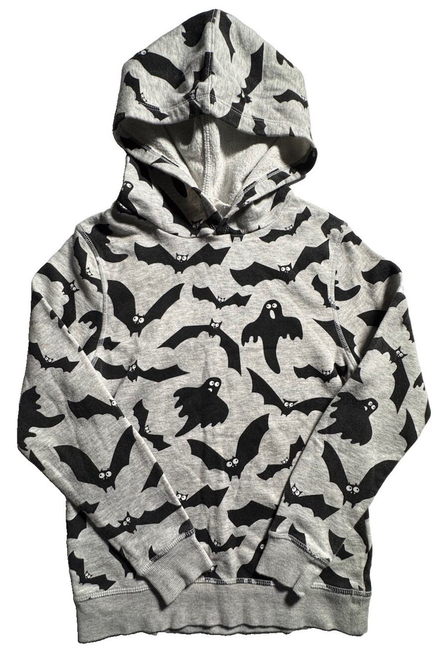 H&M Kids 8-10Y Halloween Bat Ghost Gray Pullover Hoodie